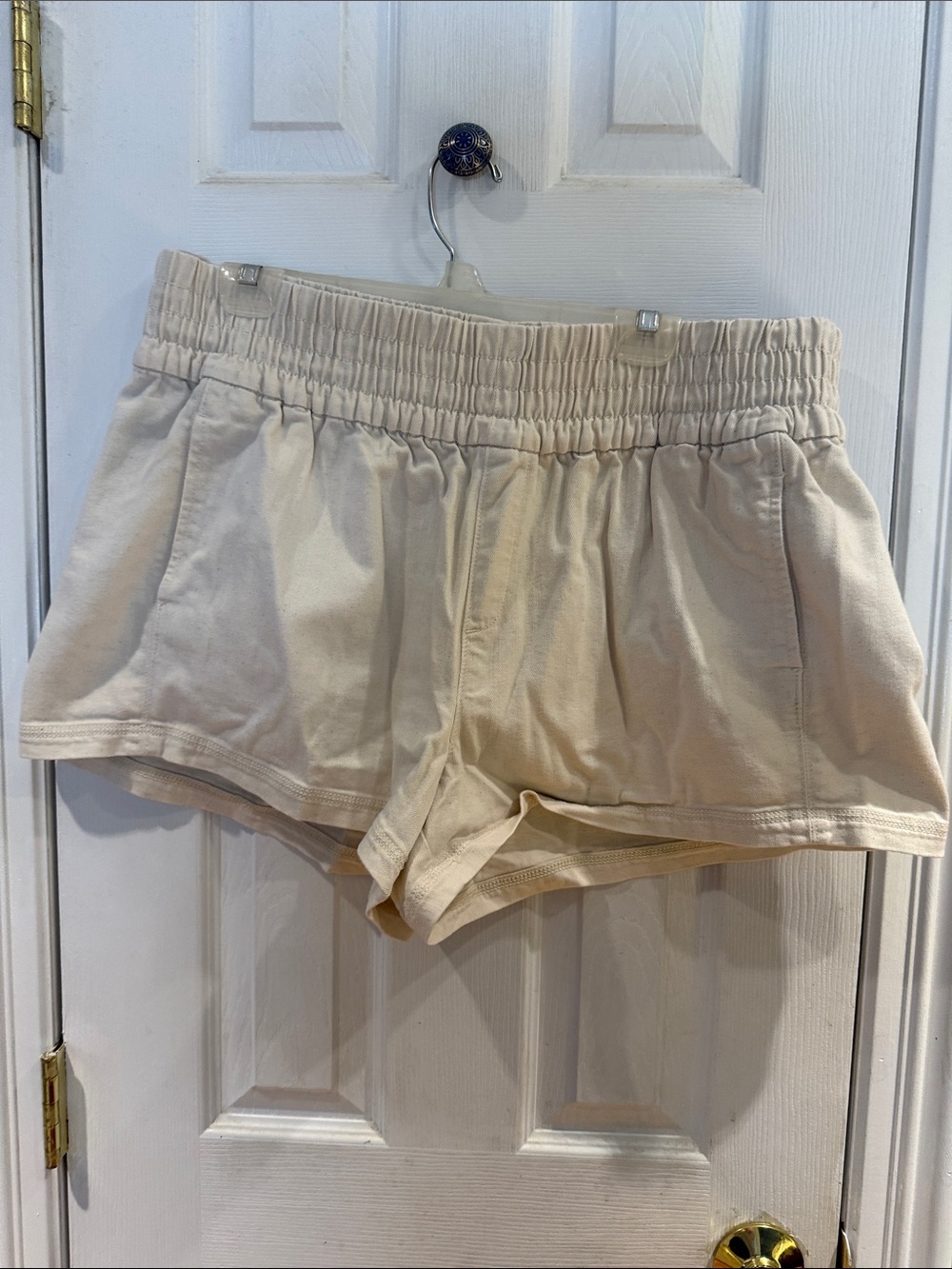 aerie Cream Elastic-Waist Lounge Shorts